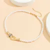 Collares de cuentas Retro 2023 nuevo collar de clavícula de serpiente con personalidad Simple para mujeres perlas de imitación niñas joyería de boda de moda 230613