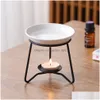 Bougeoirs Brûleur à mazout en métal Chauffe-cire Porte-bougie chauffe-plat en céramique Parfum Aromathérapie Diffuseur de tarte Xb1 Drop Delivery Home Garden Dhd1O