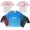 2023 Summer Trapstar T Shirt Designer Mens Football Jersey Casual Short Sleeve Loose Mesh Quick Dry Gradient Streetwear T-Shirt Aojk