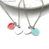 Pendant Necklaces 10mm 2 heart necklace woman stainless steel blue pink green pendant jewelry on the neck Valentine Day Christmas gifts Z230629