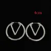Luxury Big Gold Hoop Earring For Ladies Women Big Size Orrous Ear Studs Designer Jewelry V Earring 925 Silver Valentine Gift Engagement for Bride Hoops Box 3cm 5cm