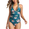 Maillot de bain femme barboteuse maillot de bain col en V profond licou léger confortable femmes Monokini un ruché haut maillots de bain Tankinis ensemble