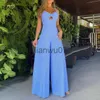 Vrouwen Jumpsuits Rompertjes 2023 Vrouwen Elegante Sexy Gestreepte Hollow Out Mouwloze Wijde Pijpen Werken Jumpsuit J230629