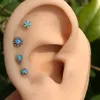 Anéis de botão de sino de umbigo 4 pçsConjunto de opala Labret Ear Studs Cartilagem Daith Brinco Aço 16G Fio Interno Flor Estrela Piercing Jóias 230628