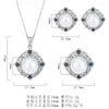 Collana Orecchini Set EYIKA Vintage Bianco Nero Perla Zircone Fiore Ciondolo Blu Cristallo CZ Anello Donna Festa Gioielleria raffinata