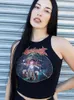 Damen-Tanks, schwarze Sommer-Tanktops für Frauen, Streetwear, ästhetisch, Harajuku, schöne Blusen, ärmellos, superkurzes Druckdesign