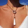 Pendant Necklaces Long Beaded Woman Boho Leather Necklace Bohemian Style Heart 230613