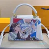 Mode Tote Bag Lederen Schoudertassen Vrouwen Grote Capaciteit Handtassen Karakter Print Crossbody Portemonnee Metalen Hardware Hasp