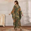 Vêtements ethniques 2023 Ramadan Imprimer Musulman Abaya Robe Pour Femmes Eid Arabe Femme Élégant Patchwork À Manches Longues Vêtements Islamique Parti Porter