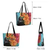Evening Bags Fleur Woman Head Handbags Flowers Art Print Cute Shoulder Bag School PU Leather Tote Student Handle Designer Shopping