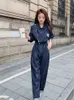 Denim Tulum Kadınlar 2023 Bahar Streetwear Hip Hop Vintage Gevşek Uzun Kollu Düz Tek Parça Kot Setleri Tulum