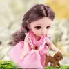 Poupées Petit Bjd Pivotant Yeux Bleus Pour Jouets Vêtements Pour Enfants Filles 16Cm Rose Princesse Qbaby Accessoires Maquillage Tenue Dolly 230629