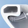 Nouvelle brosse de toilette étanche à l'eau avec Base en Silicone Wc tête plate brosse à poils souples flexibles avec ensemble de support à séchage rapide