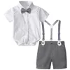 Kleding Sets Baby Jongens Bodysuit Born Doop Outfit Infant Formele Jarretel Shorts Set Jongen Doop Douche Gift