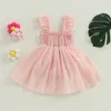 Strampler 0 24M Sommer geboren Baby Mädchen Kleidung ärmellose Mesh Schmetterling Tüll Strampler Mode Prinzessin Overall Kleid Outfit 230628