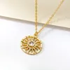 Anhänger Halsketten Runde Sonnenblume Für Frauen Edelstahl Kette Halskette Europa Stil Mode Ethnischen Schmuck