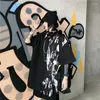 Kvinnor BLOUSES Black Streetwear for Women Blus Tie Dye Shirt Button Up Tops Clothes Alt Alternative Clothing Cardigan Korean Fashion