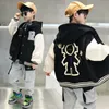 Jackor Spring Autumn Jackets Coat Boys Basketball Jacket Teen Barn Hooded Baseball Uniform Children Bomber Jacket 4 6 8 10 12 13 14 Y 230628