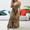 Abiti casual # Z40 Abito lungo da donna con scollo a V profondo Stampa leopardata Farfalla Avvolgente Cinturino senza maniche Beach Maxi Boho Summer