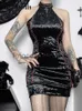 Sukienki imprezowe Altgoth Cyberpunk gotycka kantarka sukienka Kobieta Streetwear Vintage Slewale bez tali