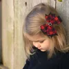 Acessórios para o cabelo Oaoleer Bonito Xadrez Hiar Arcos com clipe de tecido de linho clipes para meninas crianças prendedores de cabelo feitos à mão