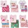 Ensembles de vêtements Hooyi bébé filles tenues 100% coton été à manches courtes enfants t-shirts shorts pantalons 2 3 4 5 6 7 ans pyjama fille vêtements de nuit 230628