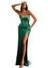 Sexig jägare Green Mermaid Prom Dresses Long For Women Sweetheart Draped Gleats High Side Split Formal Evening Party Birthday Pageant Second Reception klänningar