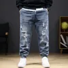 Jeans da uomo Jeans di grandi dimensioni sezione autunno inverno uomo elasticizzato a vita alta più pantaloni con buco 8XL 7XL strappato 230629