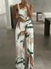 Kvinnor Jumpsuits Rompers Floral Print Jumpsuit Summer Chic Women Straight Party Overalls Y2K Club Romper Elegant Off Shoulder Sleeveless Party Jumpsui J230629