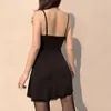 Casual Dresses Sexy Slip Dress Women Bodycon Black Mini Cute Sweet Bow Lace Trim Summer 2000s Aesthetic Goth Clothes