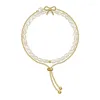 Bracelets porte-bonheur produits tendances mode Simple Bracelet pour femmes personnalité perle d'eau douce deux pièces chaîne tempérament femme