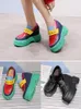 Dress Shoes 2023 Shocking High-heeled Wedge Loafers With Small European And American Fashion Round Head Muffin Heighten Women's