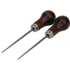 2024 2Pcs Solid Wood Handle Drillable Awl Leather Craft Cloth Professional Stitching Sewing Repair Tools