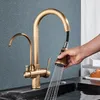 Zlew łazienki krany antyczne mosiężne filtrowane kran Kuchnia wyciąganie 360 ​​rotacji filtra wody kranu 3 w 1 zlewozmywak kuchenny mikser oczyszczający wodę 230628