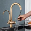 Torneiras Pia Banheiro Antique Bronze Filtrada Torneira Cozinha Extraível 360 Rotação Torneira Filtro Água 3 em 1 Misturador Lavatório Purificação Misturador Água 230628