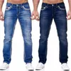 Mens Jeans raka män tvättade inget hål jean vår sommar pojkvän streetwear lös cacual designer long denim byxor byxor 230629