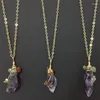 Pendant Necklaces Reiki Healing Crystal Stone Necklace Irregular Natural Raw Purple Quartz With Chip Charms For Womens DIY Jewelry