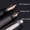 Pens Hero H718 Fountain Pen 10k Gold Nib Rotary Kolben Tintenkonverter Cover versteckt Flexible NIB Business Office Geschenkbox