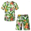 Kvinnors spårdräkter kvinnors kläder sommar 2023 mode hawaiian stil tropisk tryckning kortärmad topp shorts casual kvinnor kostym 2