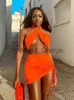 Feestjurken Sexy Trekkoord Backless Jumpsuit Vrouwen Zomer Nieuwe Sexy Jarretel Effen Crop Top Mini Omzoomde Rok Pak Strand Vakantie Kleding x0629