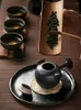Бутылки для воды в японском стиле ретро, керамический чайник ручной работы, чайный набор Pu 'er, ограниченное количество, цветная глазурь, 140 мл, посуда для напитков