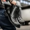 Botlar Sonbahar Kış Moda Siyah Vintage Erkekler Ayakkabı El Yapımı İngiliz Yüksek Kalite Ayak Bileği Botları Açık Araç Çöl Botları İnek Deri