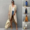 Kvinnors badkläder Kvinnor Beach Cover Up Lady Swimsuit Loose Breattable Sunshade Anti-UV Solid Color Summer Vacation Robe Coat