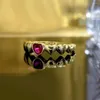 Cluster Rings Wong Rain 18K Gold Plated 925 Sterling Silver 4 4MM Heart Lab Ruby Gemstone Vintage Fine Jewelry Ring For Women Gift Wholesale