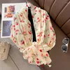 Foulards OMEA cerise motif écharpe femmes printemps automne coton lin sentiment Long châle mignon impression Hijab avec gland luxe