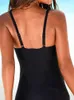 Swim wear Ruched Swimwear Women One Piece Retro Black Swimsuit Strappy Beach Bathing Suit Tummy Control Monokinis Swimming Bodysuit 2022 HKD230628