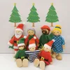 Dockor Happy Doll Family Miniature 6 personer Set Toy Wood Fointed Dolls Children Muppet låtsas Toys Storytelling Dressed Characters 230629