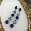 Orecchini a bottone Collana di fiori di vetro blu Bracciale Bracciale in argento Set di gioielli di temperamento di moda Accessori per abiti da banchetto da donna