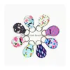 Sleutelhangers Lanyards Munt Sleutelhanger Chapstick Houder Neopreen Sleutel Bloemenprint Met Metalen Ring Rts Quarter Holer Drop Delivery Fashio Dhajp