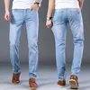 Mens Jeans Luxury Clothing Classic Style Men Spring Summer Business Casual Light Blue Stretch Cotton Denim Manliga byxor 230629